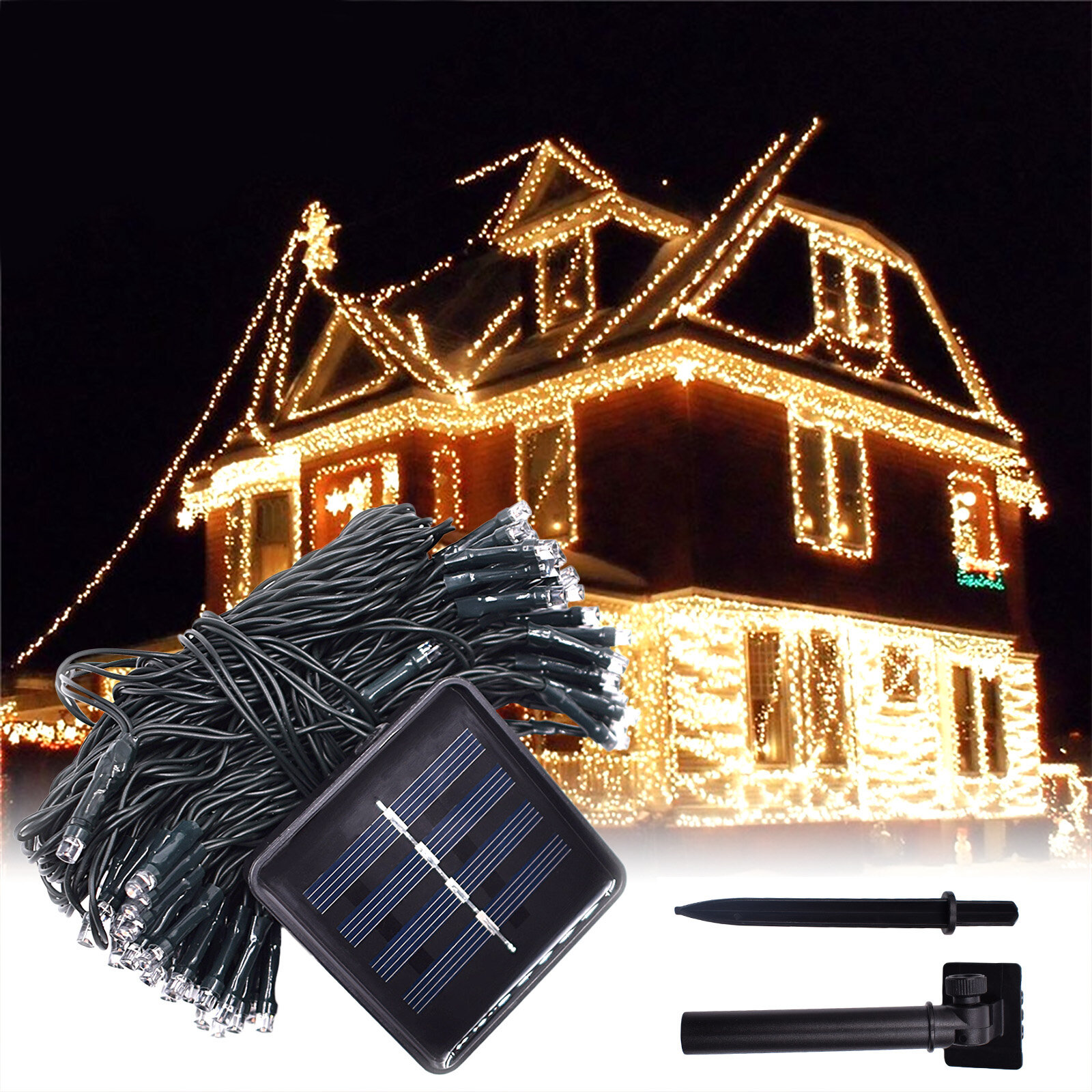 100 LED Solar Power String Fairy Light Garden Christmas Outdoor Party Decor US