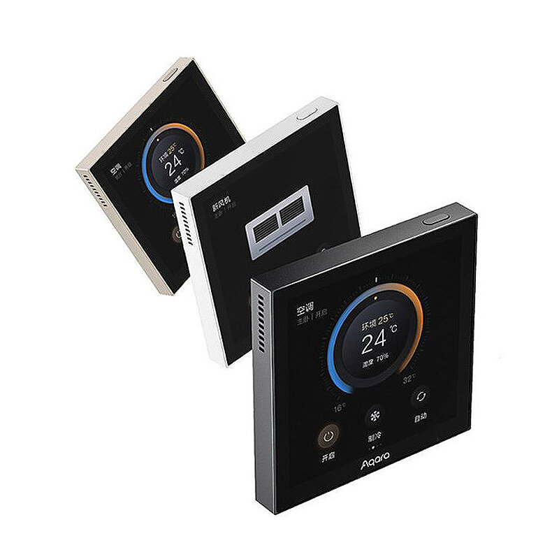 aqara s3 termostato intelligente zigbe led con schermo touch da 3,95'',controllo vocale / remoto,supporto per rilevament, white,gold,grey