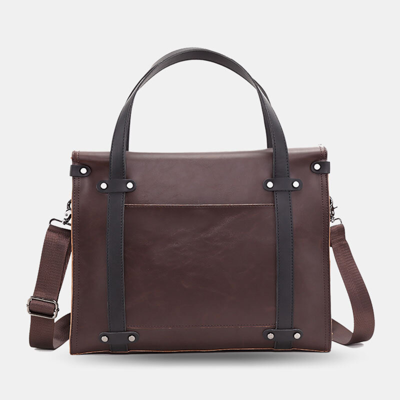 

Men PU Leather Anti-theft Vintage 14 Inch Laptop Bag Messenger Bag Briefcases Shoulder Bag Handbag Crossbody Bag