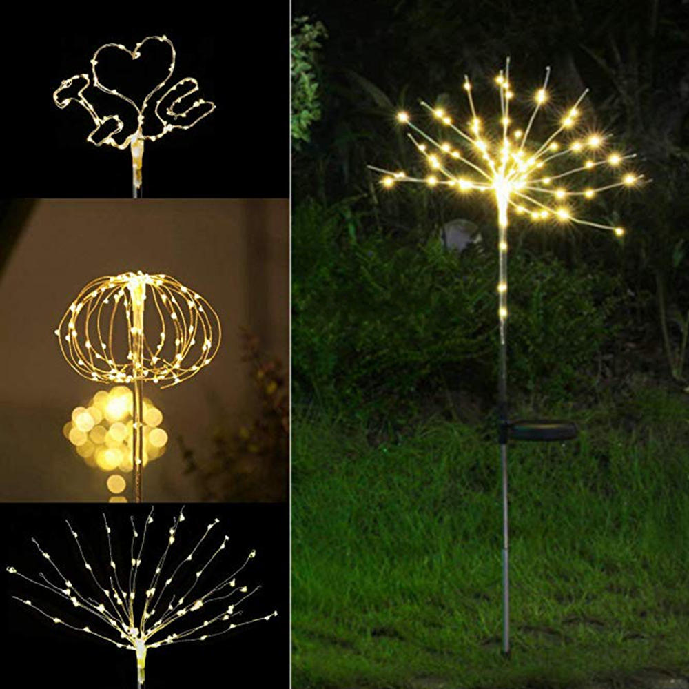 2 STKS Zonne-energie DIY Light Control LED Vuurwerk Starburst Landschap Lamp voor Thuis Tuin Grond G