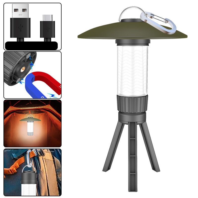 Многофункциональный кемпинговый светодиодный фонарь с магнитным крючком карабина, портативное наружное светлое атмосферное свечение