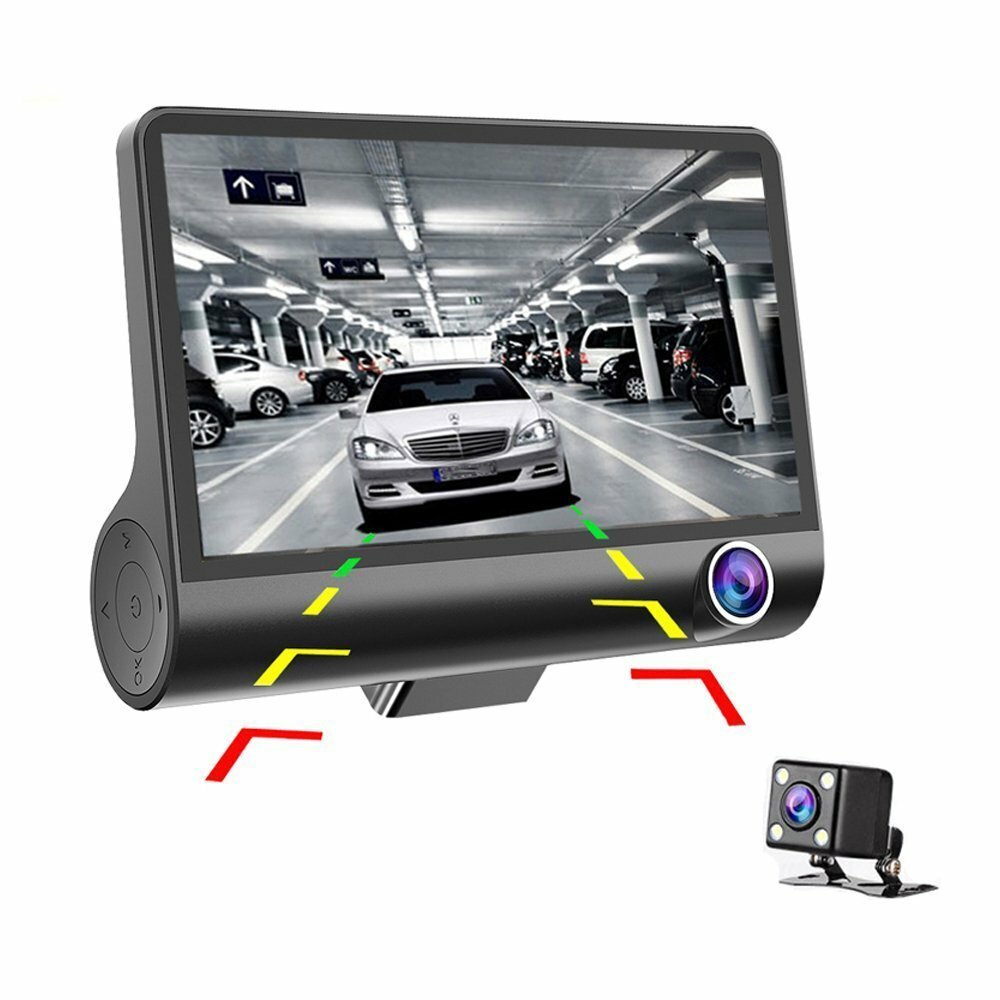 4 Inch FHD 1080P Car DVR Camera 3 Lens Recorder Support Night Vision