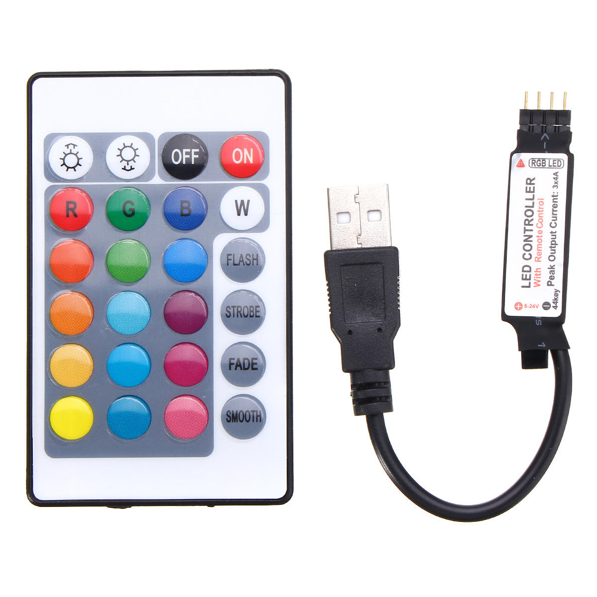 24 Keys USB LED Controller with Remote Control for DC5V 5050 RGB Strip Light
