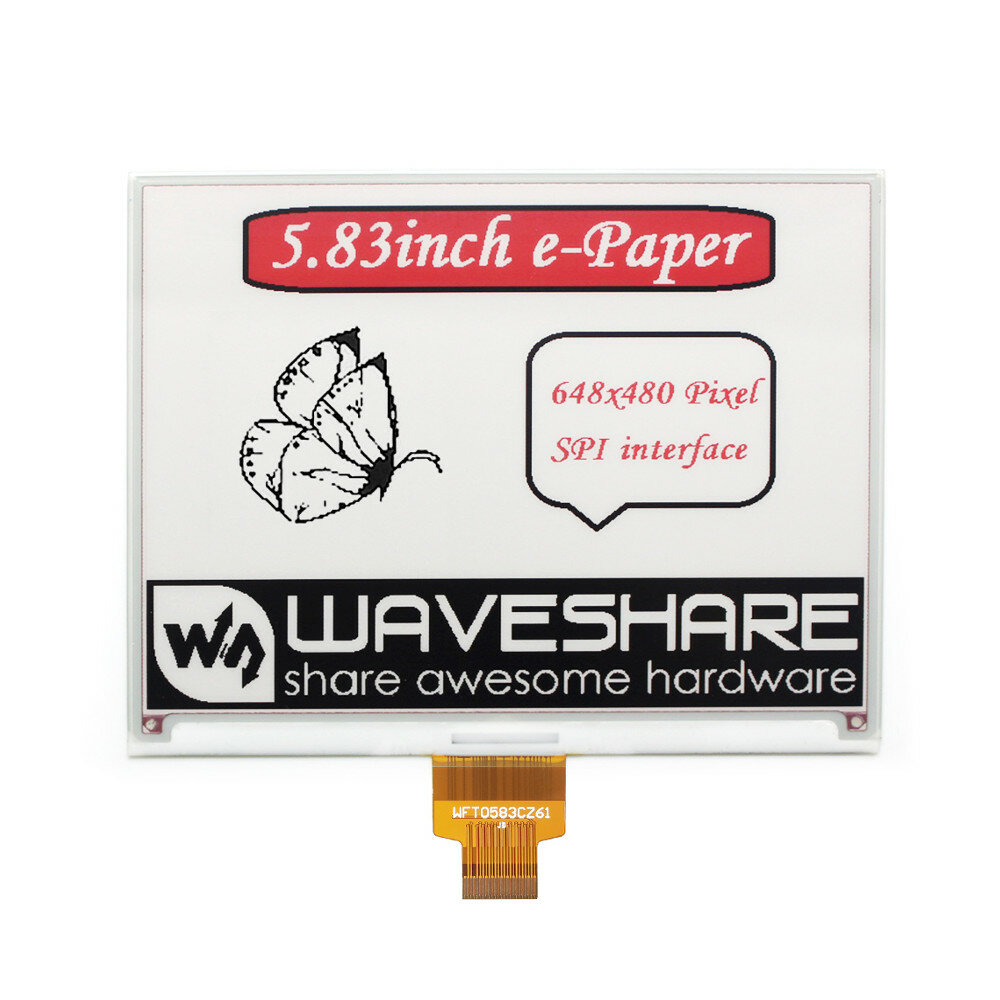 Waveshare? 5.83 inch Electronic ink Screen E-paper 648?480 Resolution Red Black White Three-color Ba