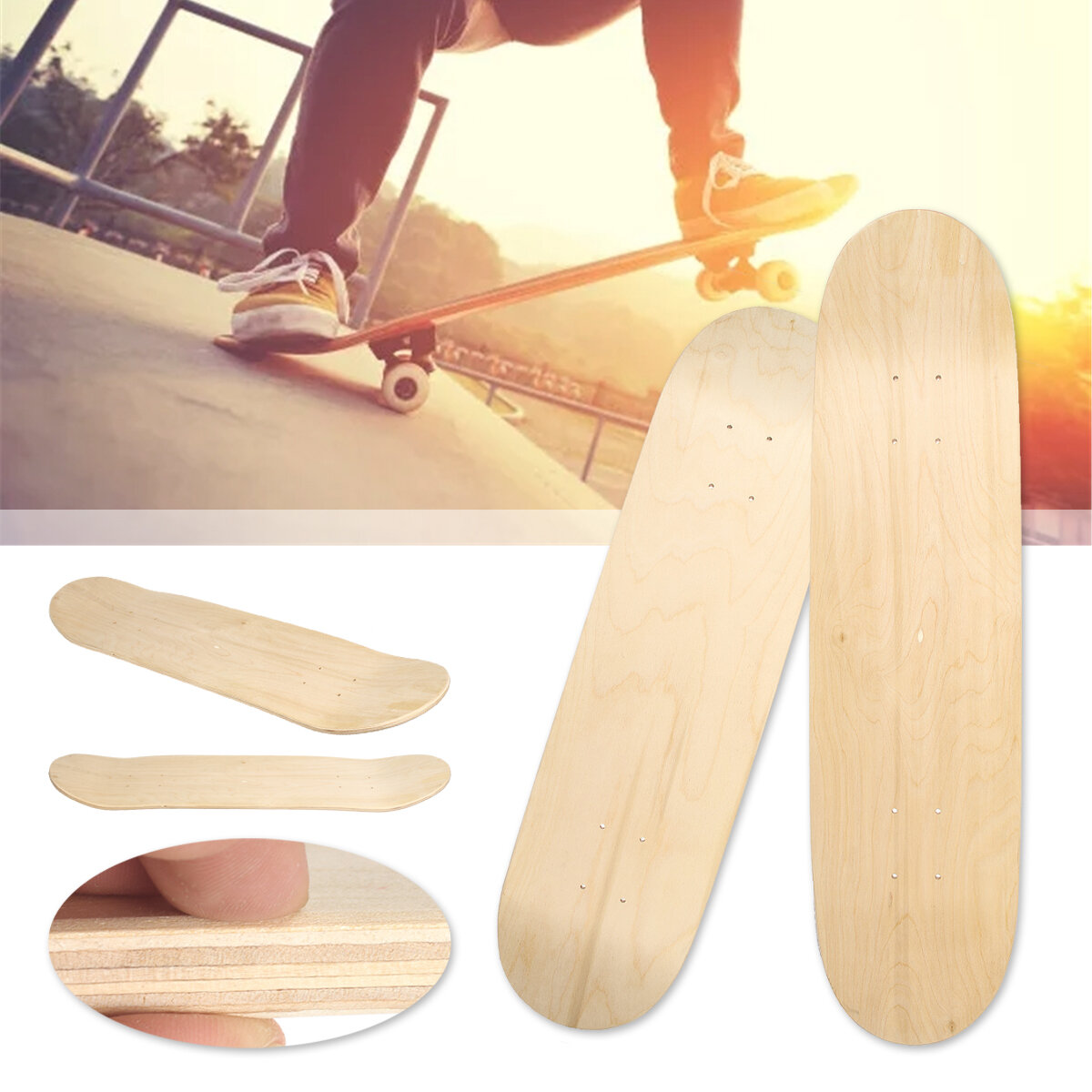 

31.1x8.1in DIY Blank Skateboard Made Of 7 Layers Maple Double Concave Skateboard Deck Good Replacement Decks For Beginne