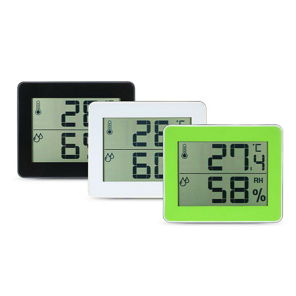 TS-E01 Digital Display Thermometer Hygrometer 0-50 Thermometer Black/White/Yellow-green Desk Thermom