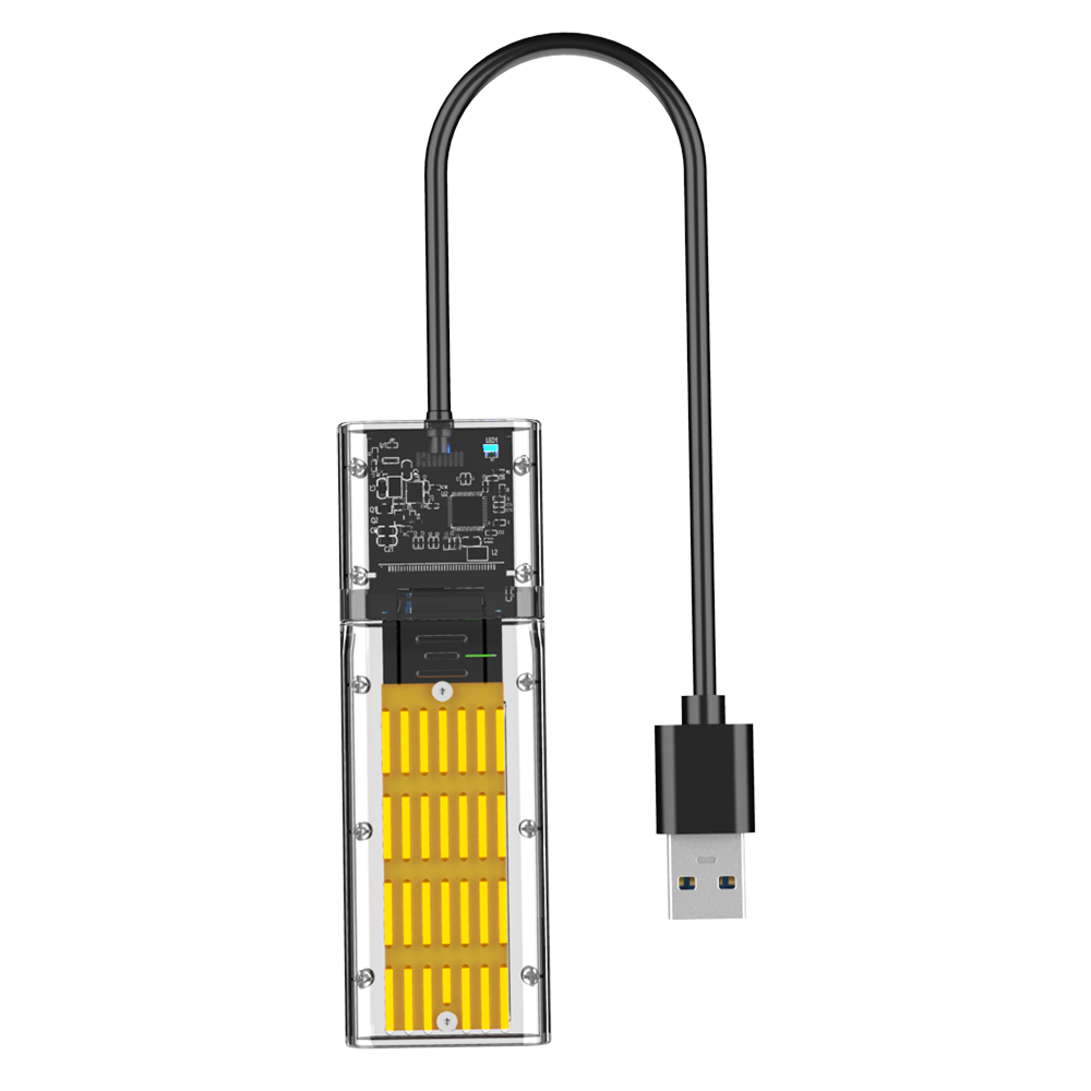 AODUKE JMS578 SATA M.2 NGFF外付けハードドライブエンクロージャSSDソリッドステートUSB3.1 GEN1 USBケーブルDM201SU付き透明モバイルハードディスクボックス