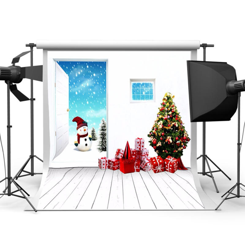 5x7FT Vinyl Christmas Tree Snowman Photography Backdrop Background Studio Prop