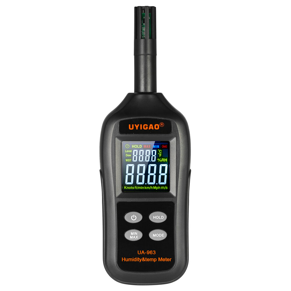 

UYIGAO UA963 Digital Thermometer Hygrometer LCD Display Temperature Meter Humidity Tester Psychrometer Wet Bulb Dew Poin