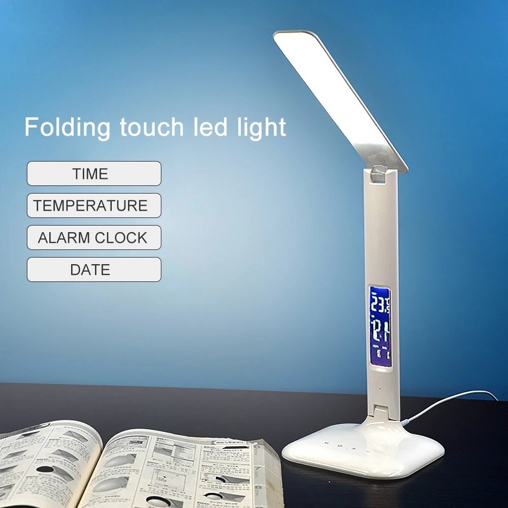 

Bakeey 5W Desk Lamp Touch Dimmable Foldable Eye Protect Reading Light with Calendar Temperature Alarm Clock