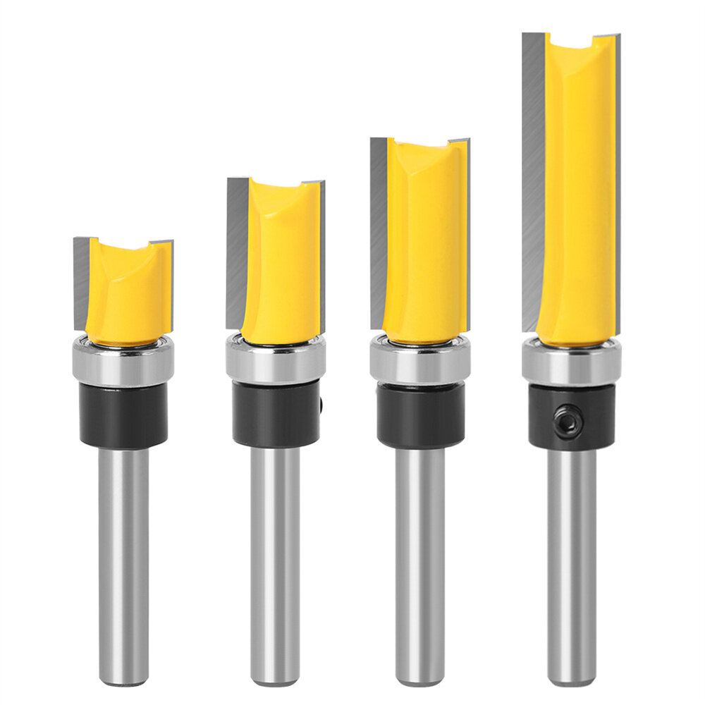 6.35mm Shank Router Bit Pattern Flush Trim Blade Bearing 1/2" Straight End Mill Slotting Milling Cutter For Woodworking
