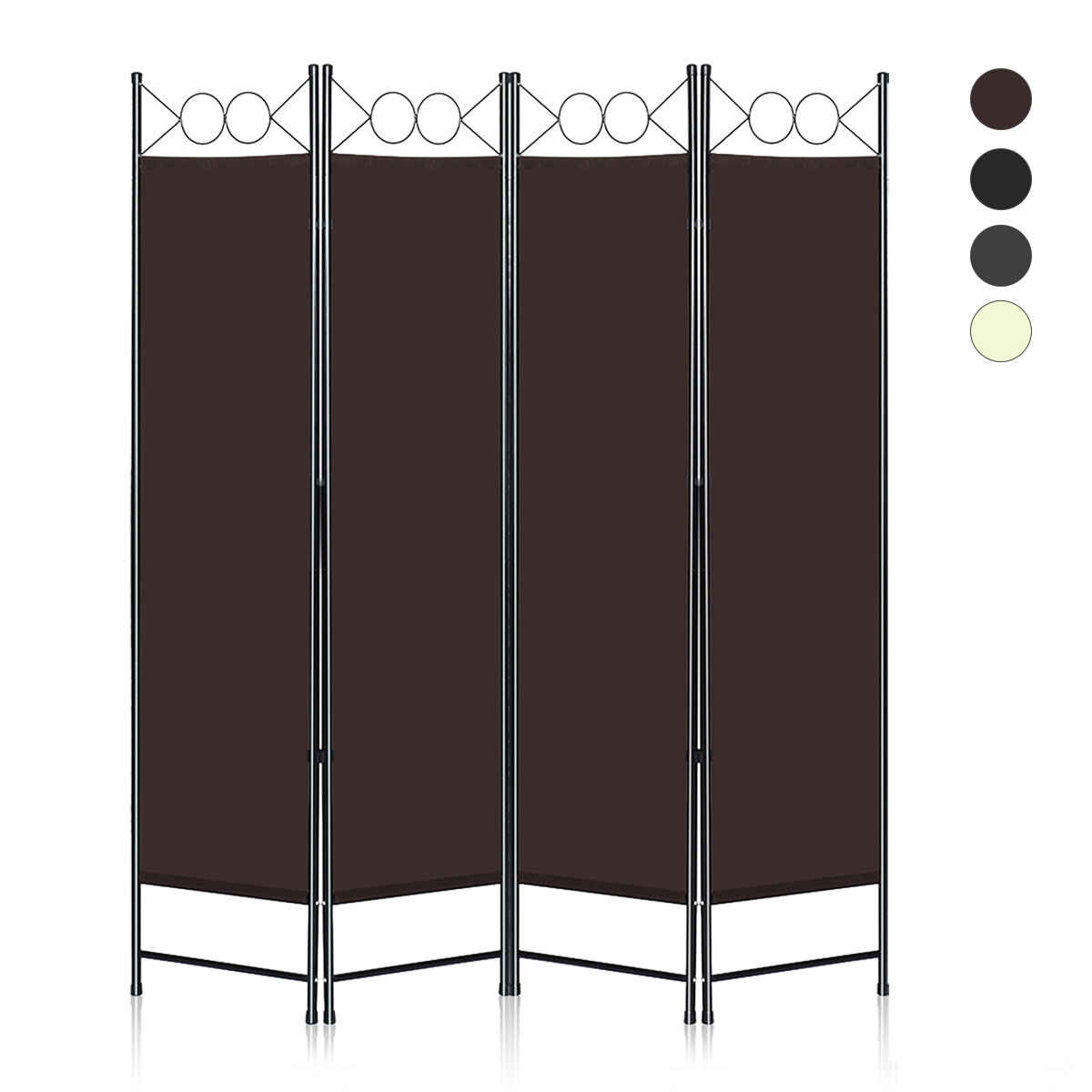 Snailhome 6ft 4-Panel Vintage Home Folding Room Divider Screen Partition Separator Privace Screen