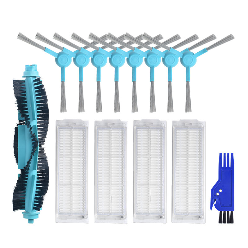 14pcs Replacements for conga 3490 Vacuum Cleaner Parts Accessories Main Brush*1 Side Brushes*8 HEPA Filter*4 Cleaning Brush*1