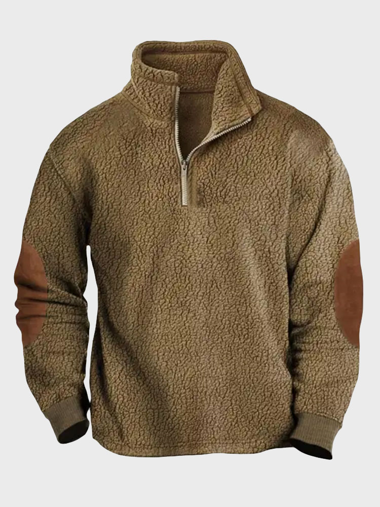 

Mens Texture Contrast Patchwork Half Zip Pullover Sweatshirts