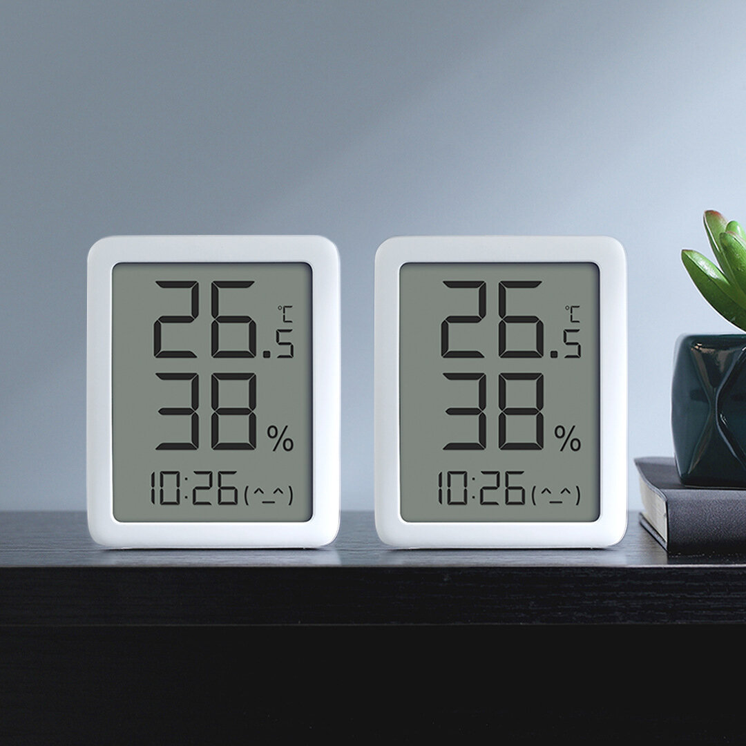 2PCS Miaomiaoce E-ink Screen LCD Large Digital Display Thermometer Hygrometer Clock Temperature Humidity Sensor