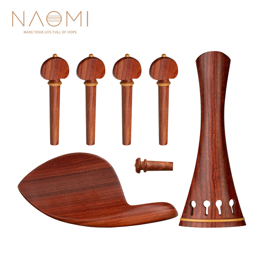 

NAOMI Ebony Violin Accessories Set Tailpiece+ Chin Rest+ Endpin+ 4 Tuning Pegs Violin Repairing Parts For 4/4 Violin Fid