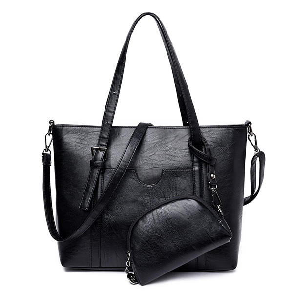 Large capacity women pu leather handbag set casual tote Sale - Banggood ...