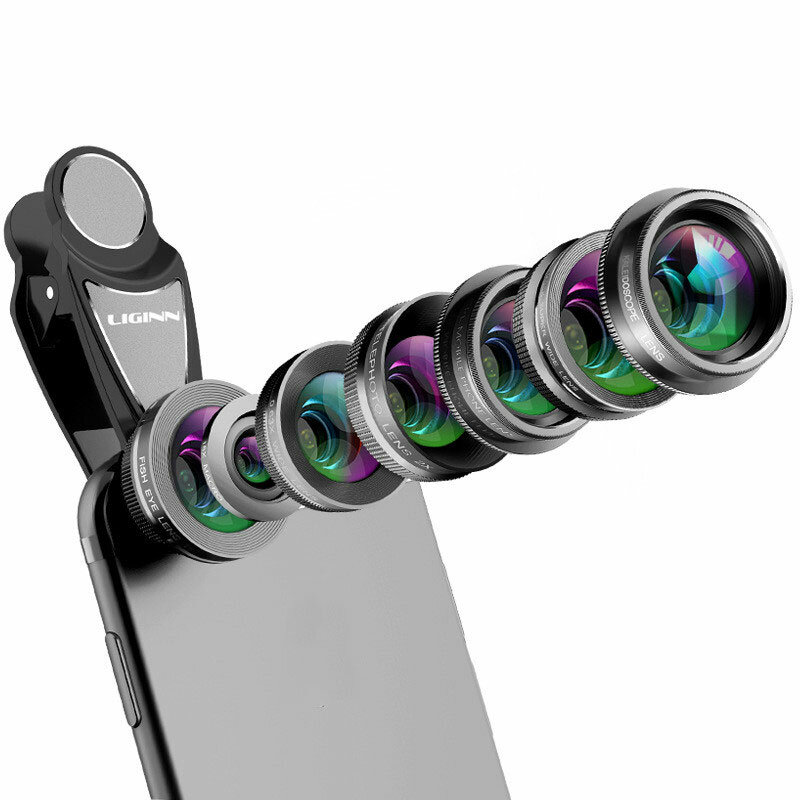 LIGINN L-700 7 in 1 Fisheye Macro Telescope Kaleidoscope CPL Lens for Smartphone