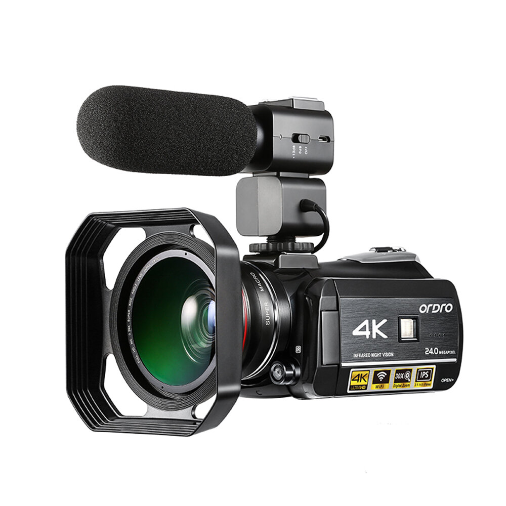 

Ordro AC3 Цифровая видеокамера DV-видео камера 4K 24MP 3,1 дюймов IPS Сенсорный экран 5MP CMOS Поддержка ночного видения