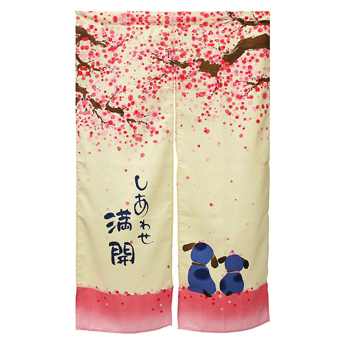 150 x 85cm Romantische Bloesem Cherry Sakura en Kleine Hond Japanse Norse Deuropening Gordijn