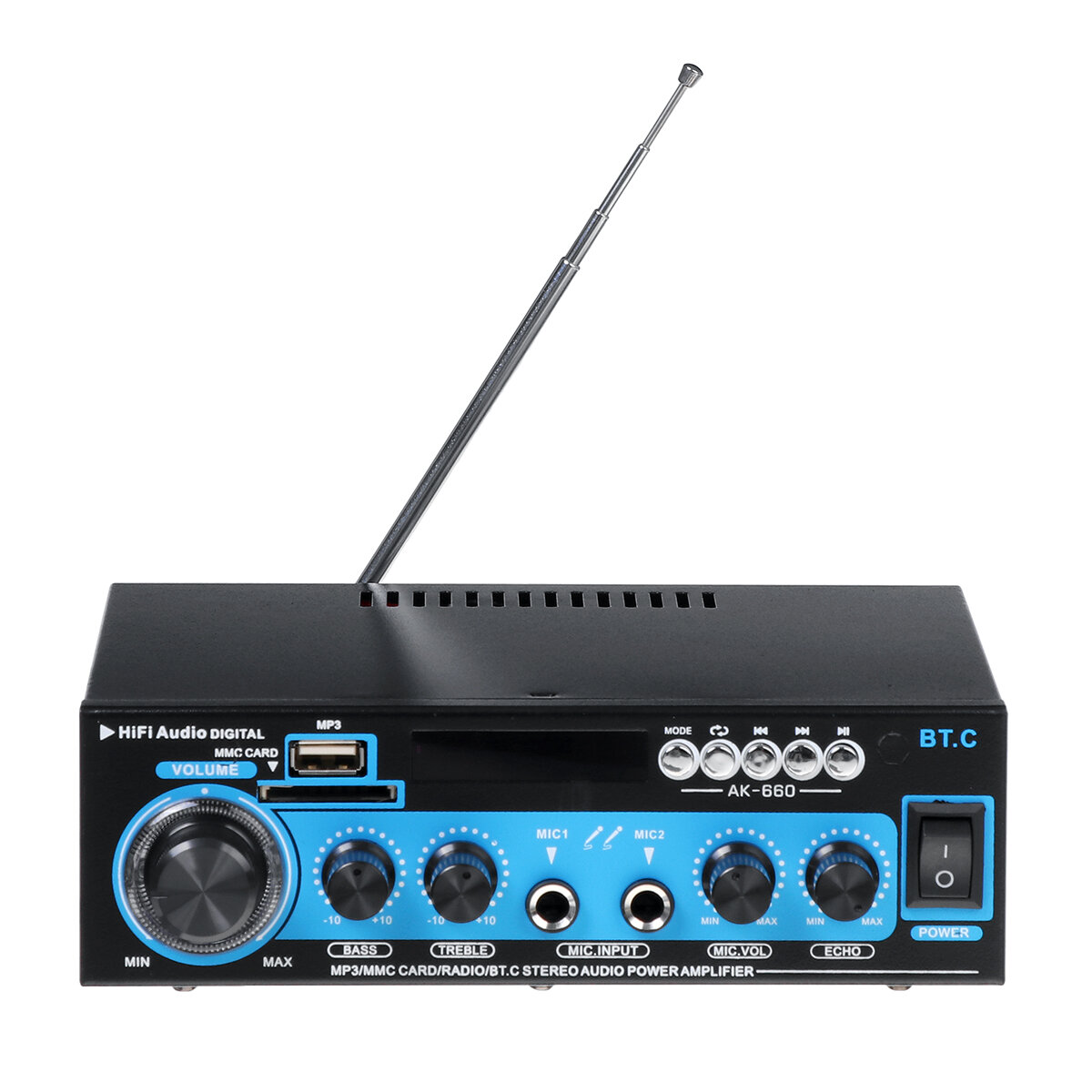 

AK-660 bluetooth Audio Stereo Digital Amplifier USB FM SD Mic Home Theater Car AC 220V 110V DC 12V AMP