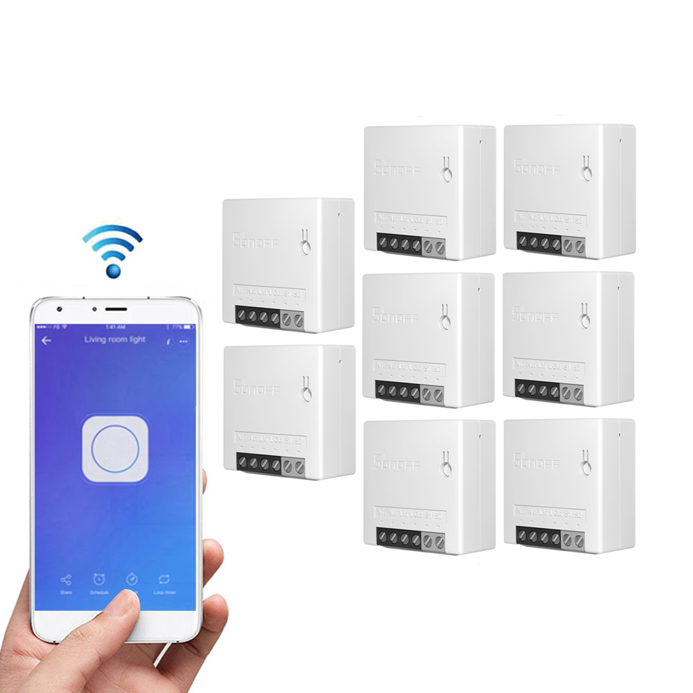 

8pcs SONOFF MiniR2 Two Way Smart Switch 10A AC100-240V Works with Amazon Alexa Google Home Assistant Nest Supports DIY M