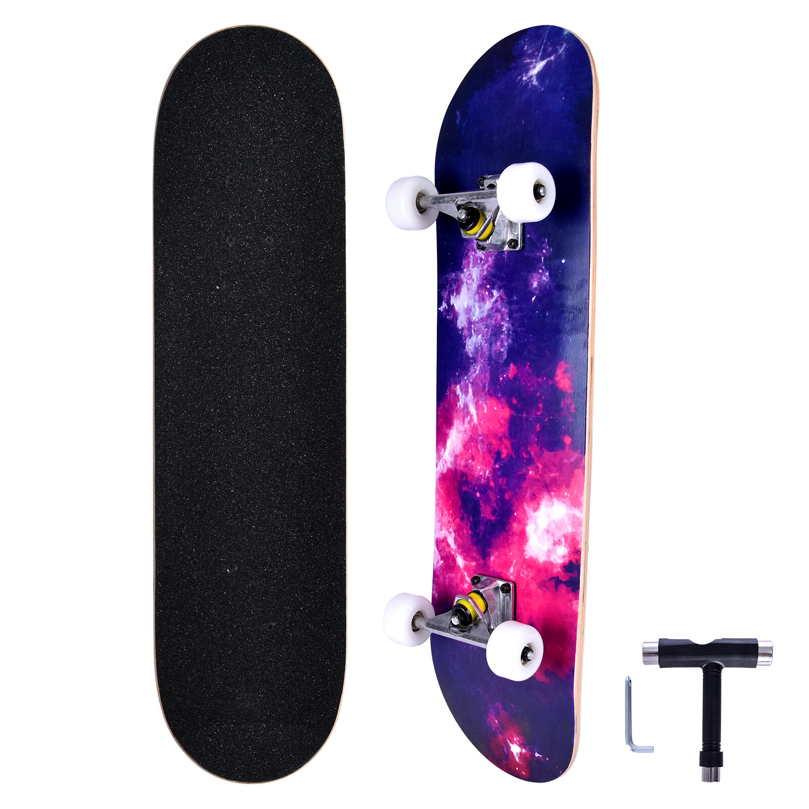 [USA Direct] 31inch Complete Skateboard 9 Layer Maple Double Kick Board for Kids Beginners Max Load 100kg