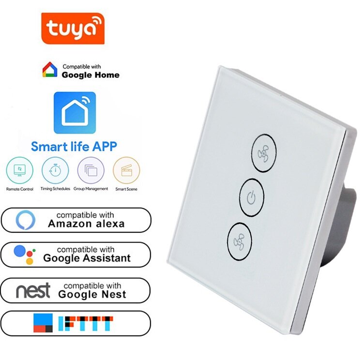 WF-FS01 Tuya Smart Fan WiFi Switch 86 Type Fan Speed Control Switch Compatible with Amazon Alexa Google Home