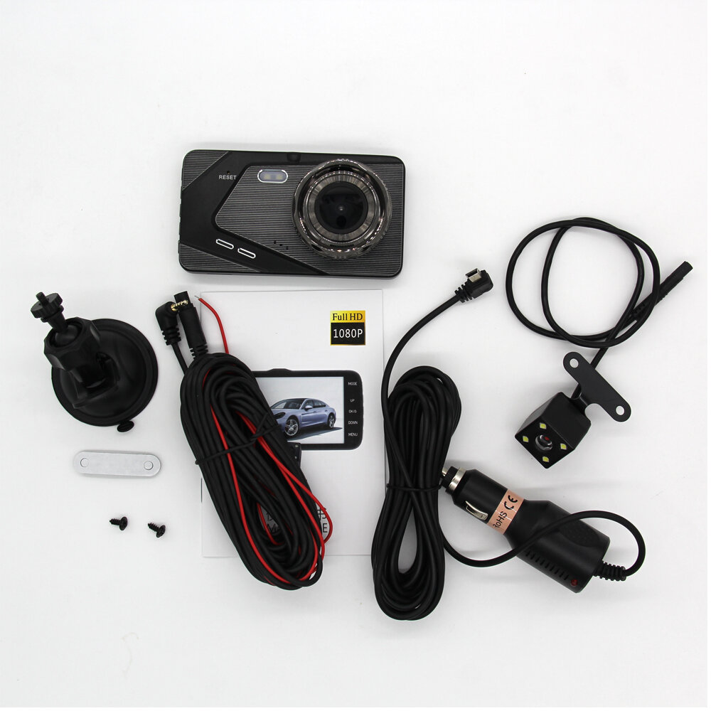 BX50 4 インチ フル HD 1080P ダッシュ カム DVR カー ビデオ レコーダー サイクル記録広角車のダッシュカメラとリア ビュー カメラ