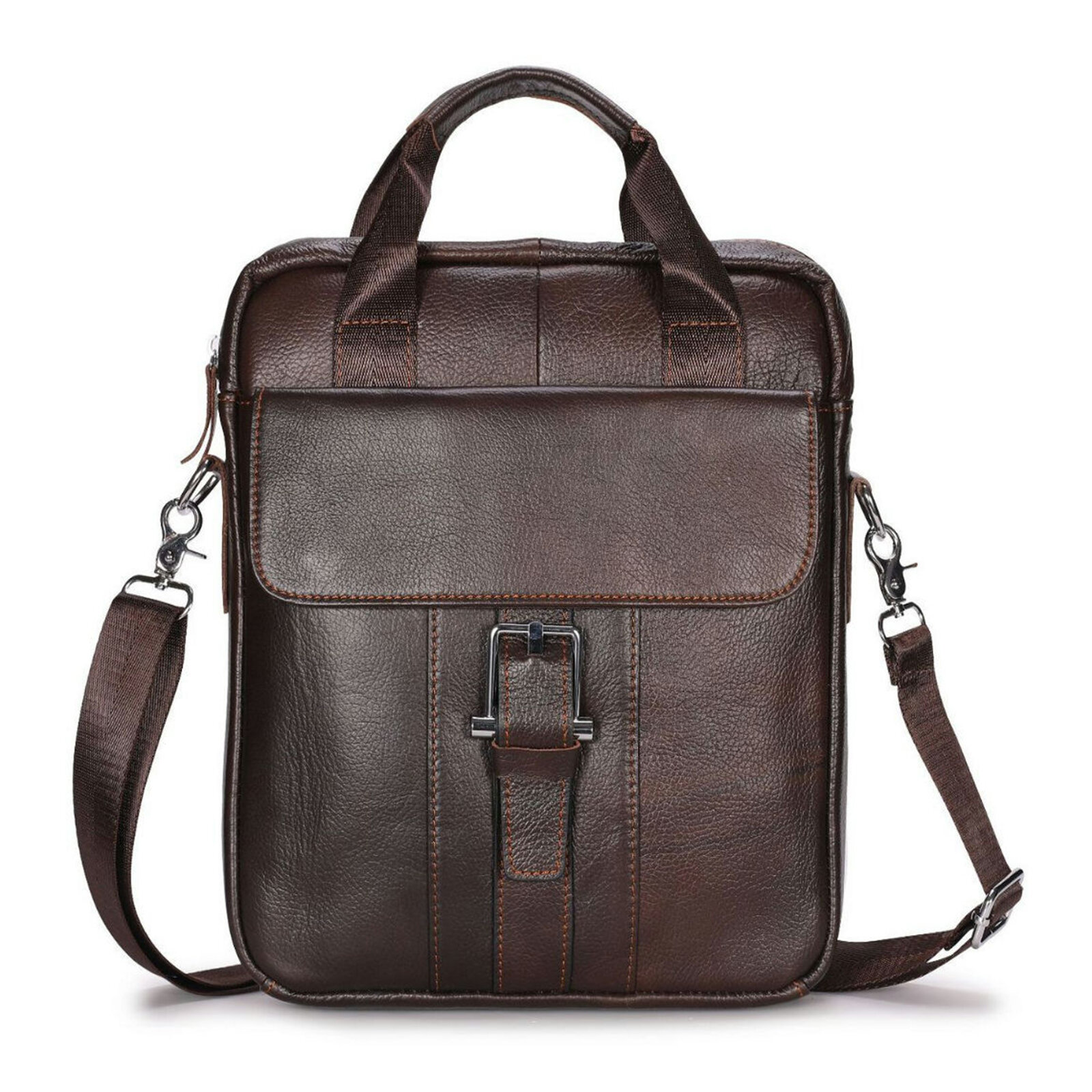 Menico Men Genuine Leather Large Capacity Crossbody Bag Vintage Business Solid Briefcase Shoulder Ba