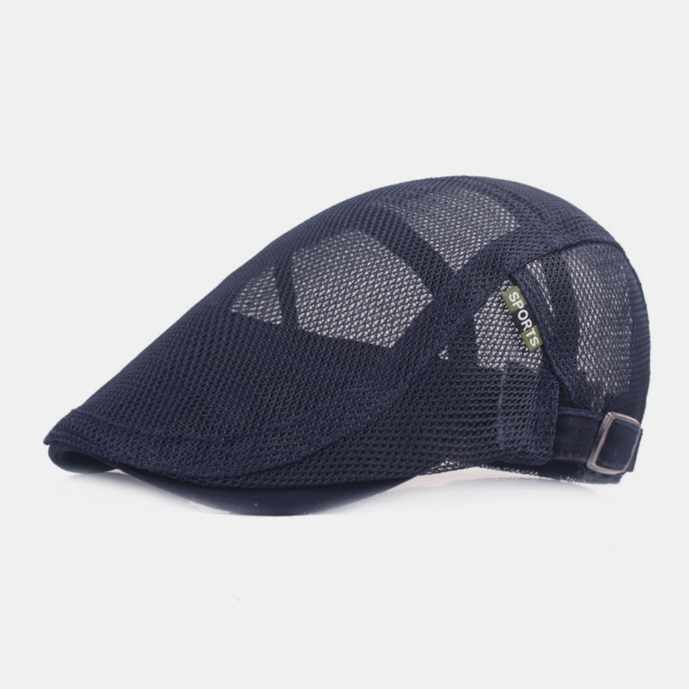 Unisex Full Mesh Beret Cap Summer Cool Suncreen Breathable Flat Cap Ivy Cap Driver Hat