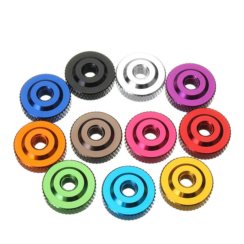 Suleve M6AN2 10Pcs M6 Knurled Thumb Nut w/ Collar Screw Spacer Washer Aluminum Alloy Multicolor