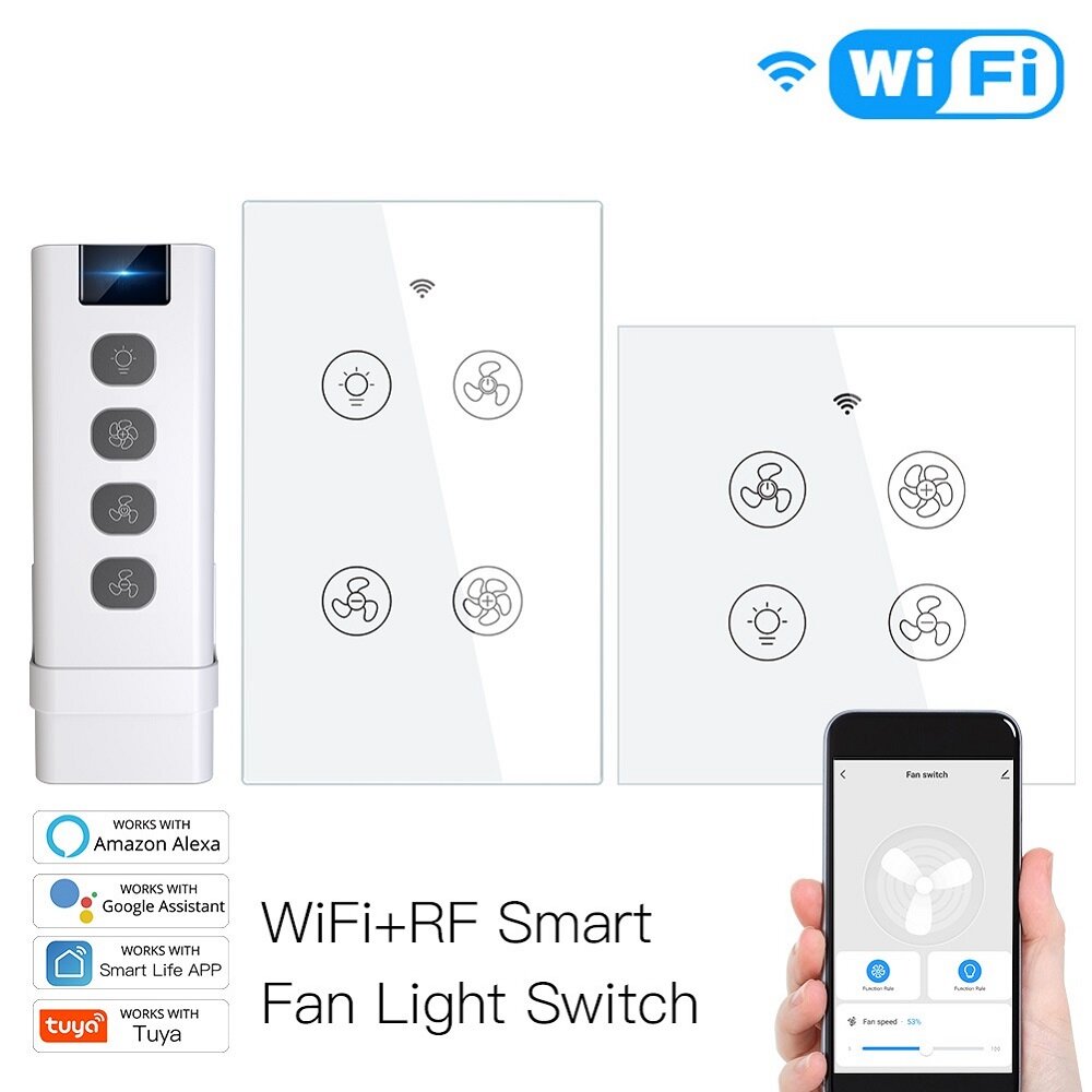 MoesHouse WiFi RF Smart Plafondventilator Lichtschakelaar 2/3 Way Control Smart Life / Tuya APP RF R