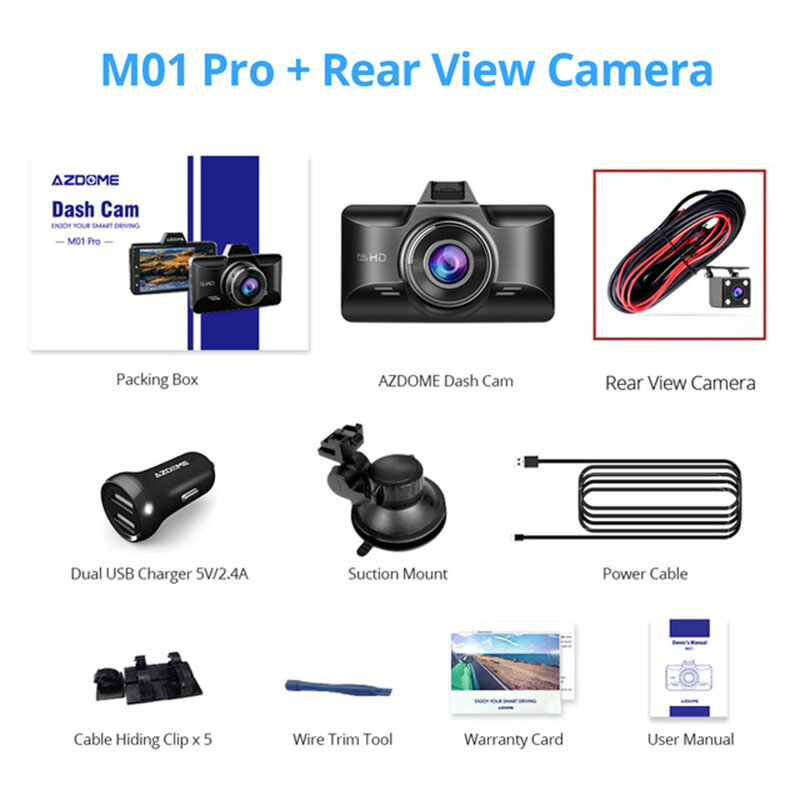 best price,azdome,m01,pro,1080p,dash,cam,with,rear,camera,discount