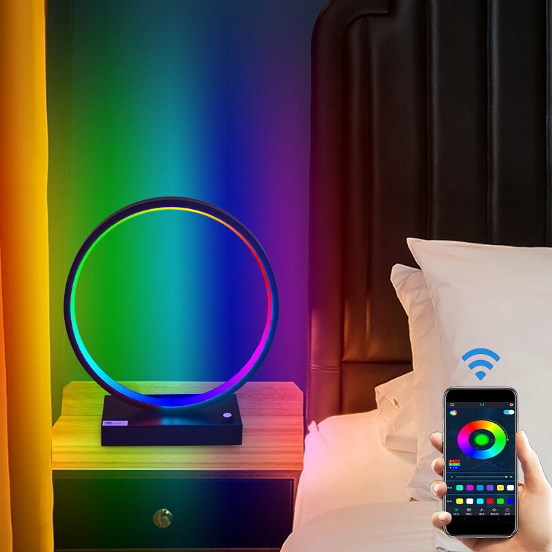 Creatieve RGB LED Bureaulamp Smart BedsideLight Intelligente Verlichting Slaapkamer Studeerkamer Woo
