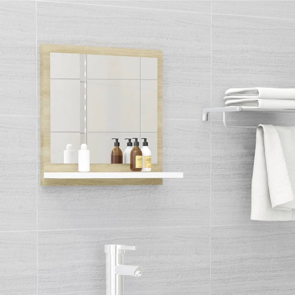 Bathroom Mirror White and Sonoma Oak 15.7