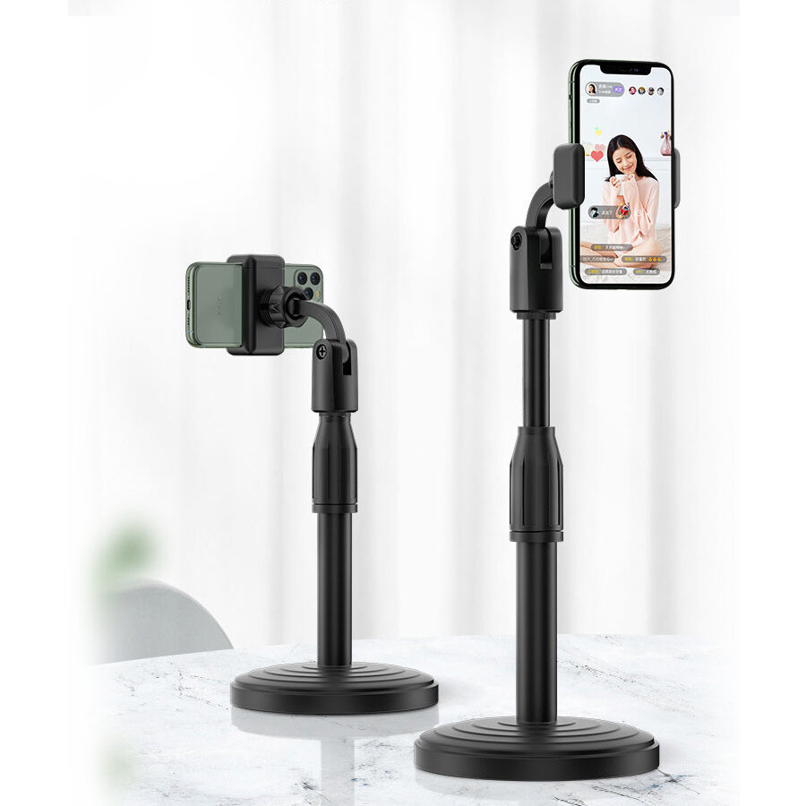 360 Degree Rotation Universal Mobile Phone Holder Clamp Desktop Stand Adjustable Height for Mobile P