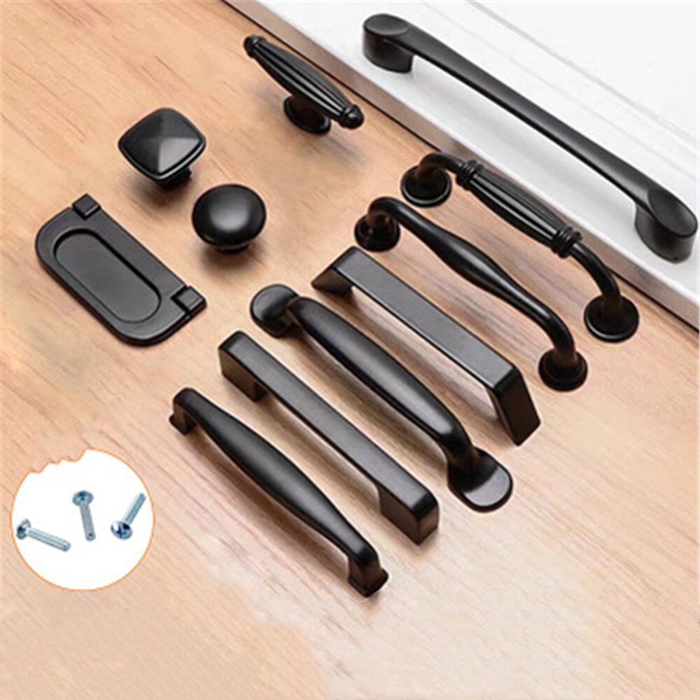 Aluminum Alloy Black Handles For Furniture Cabinet Knobs And Handles Kitchen Handles Drawer Knobs Ca
