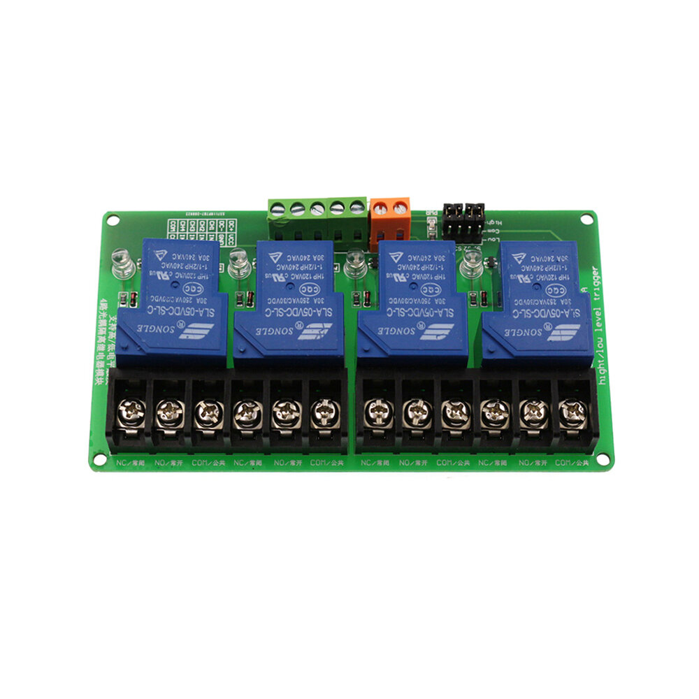 

4 Channel Relay Module 30A with Optocoupler Isolation Supports High and Low Triger Trigger DC 5V Relay Board