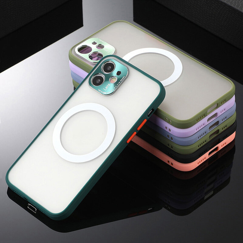

Bakeey для iPhone 12 Mini Чехол Поддержка беспроводной зарядки Magsafe с защитой Объектив Матовая полупрозрачная защита