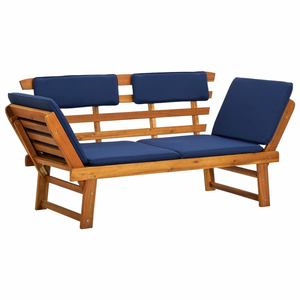 

vidaXL Garden Bench with Cushions 2-in-1 75" Solid Acacia Wood
