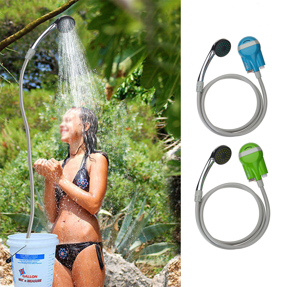IPRee® Tragbare Duschwasserpumpe mit USB-Ladung, Handwassersprühdüse, Duschset für Camping, Wohnwagen und Outdoor-Reisen