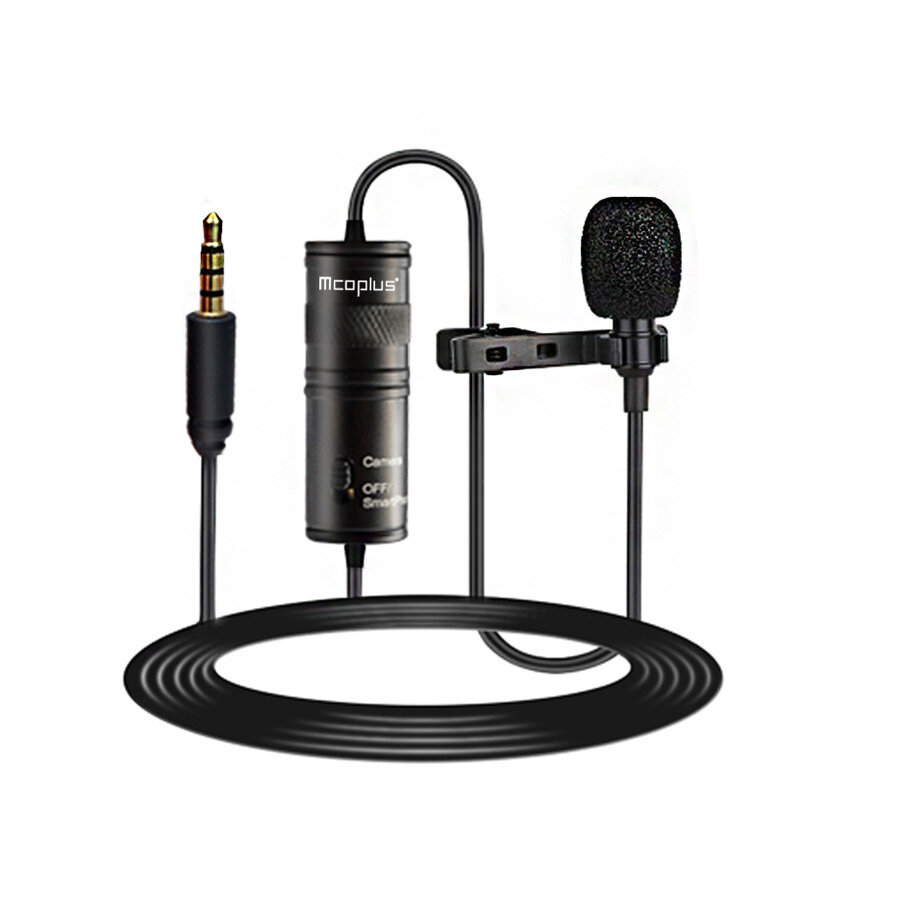 Mcoplus MCO-LVD600 Lapel Lavalier Microphone Interview Reception Vlog Live MIC Recording Compatible with Phone Camera Co
