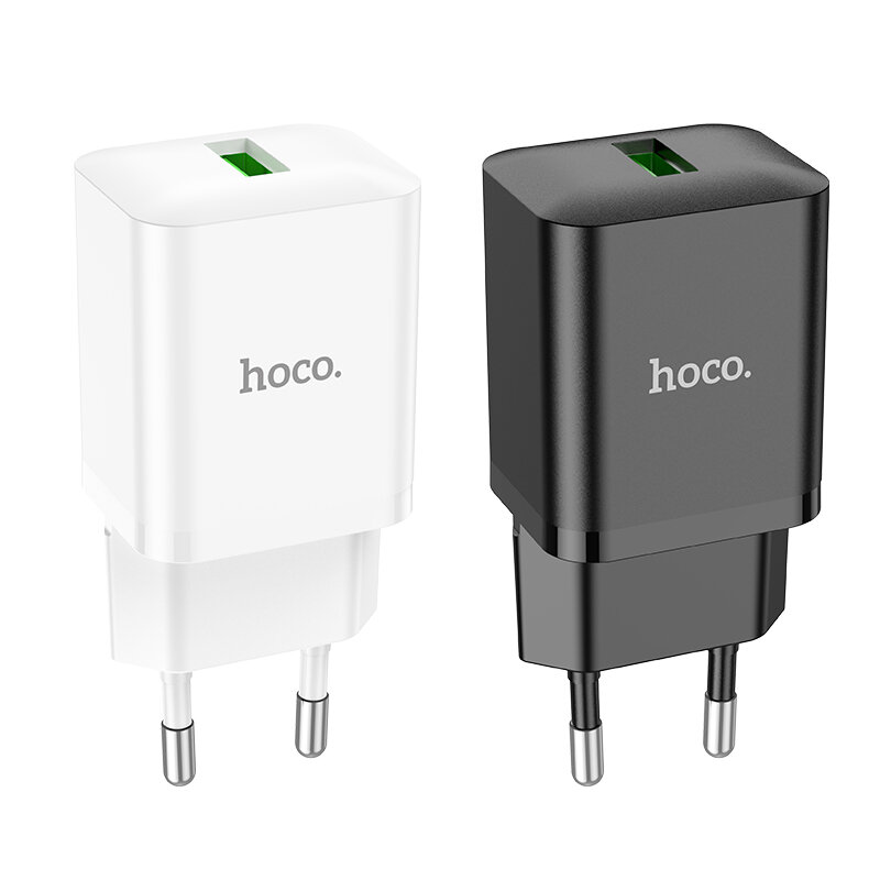 

HOCO N26 18W 1-Port USB PD Charger 18W QC3.0 Fast Charging Wall Charger Adapter EU Plug for iPhone 14 14 Plus 14 Pro Max