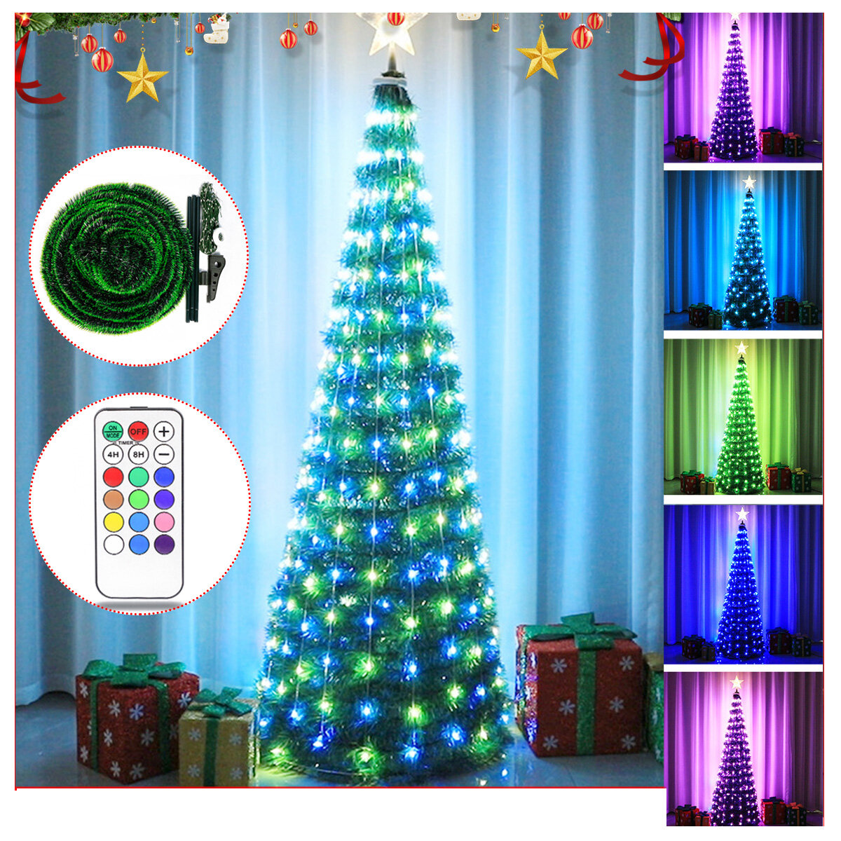 2020 Christmas Tree with Light String Light String Remote Control LED String Lights for Home Christmas Decoration