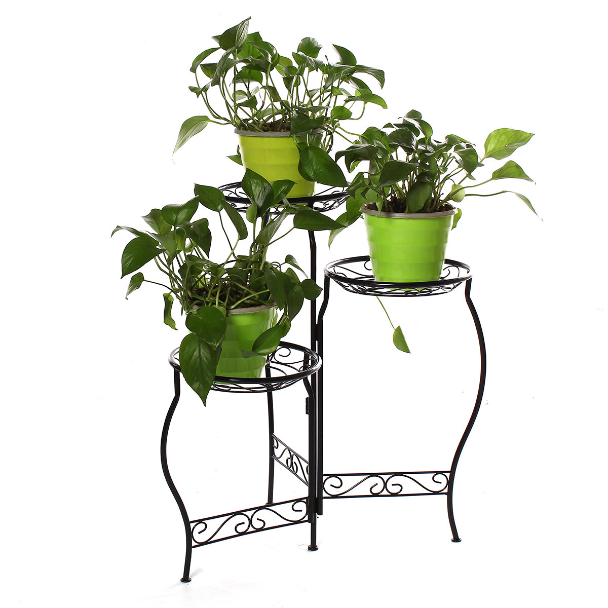 Metal Flower Pot Stand 3 Tiers Rounded PlantHolder Indoor Outdoor Flower Plant Stand Displaying Rack