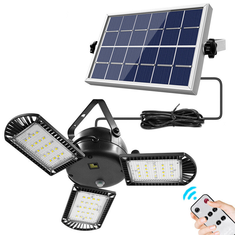 IPRee® 800LM 60 LED Luz solar 3 temporizador de cabeça de lâmpada Lâmpada de trabalho dobrável à prova d'água para jardim externo com painéis solares Controle Remoto
