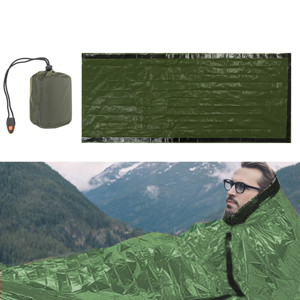 Opvouwbare waterdichte slaapzak met PE-aluminiumfolie voor kamperen en fluitje