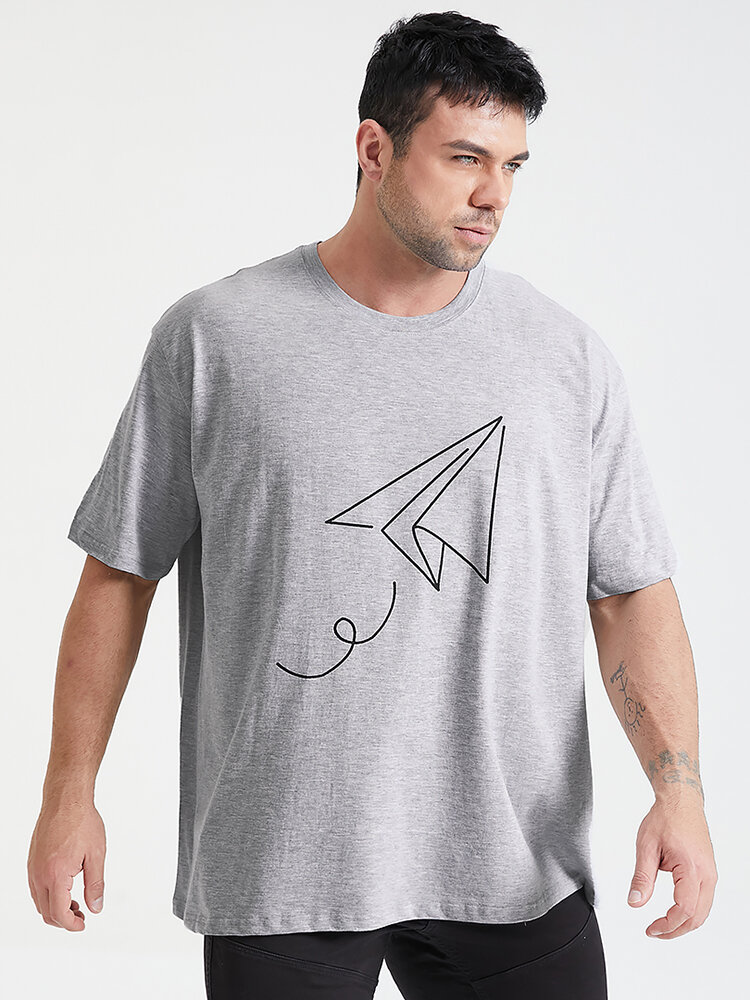 Plus-size heren 100% katoenen vlieger grafische T-shirts met korte mouwen