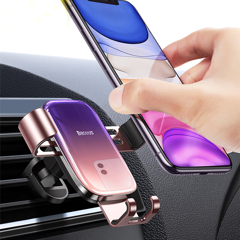 

Baseus Glazed Gravity Linkage Automatic Lock Air Vent Car Phone Holder Car Mount For Smart Phone 4.7-6.5 Inch Smart Phon